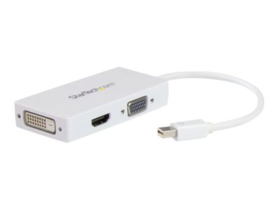 Travel A/V Adapter: 3-in-1 Mini DisplayPort to VGA DVI or HDMI Converter -  White