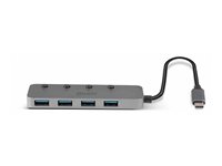 Lindy - hub - Type-C, with on/off switches - 4 ports