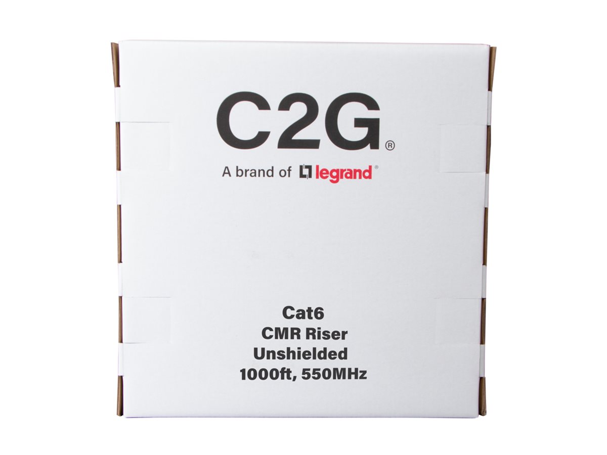 C2G 1000ft (304.8m) TAA-Compliant Cat6 Bulk Unshielded (UTP) Ethernet Network Cable with Solid Conductors-Riser CMR-Rated