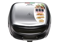 Tefal SNACK TIME 3PL SW342 Sandwichmaskine/vaffeljern/panini Sort/ sølv