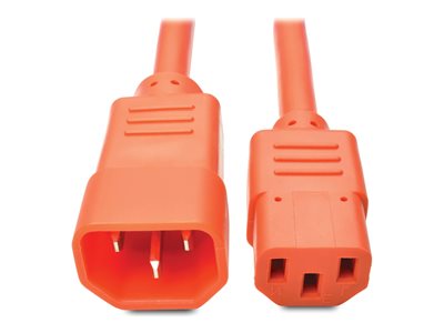 Tripp Lite 2ft Heavy Duty Power Extension Cord 15A 14 AWG C14 C13 Orange 2'