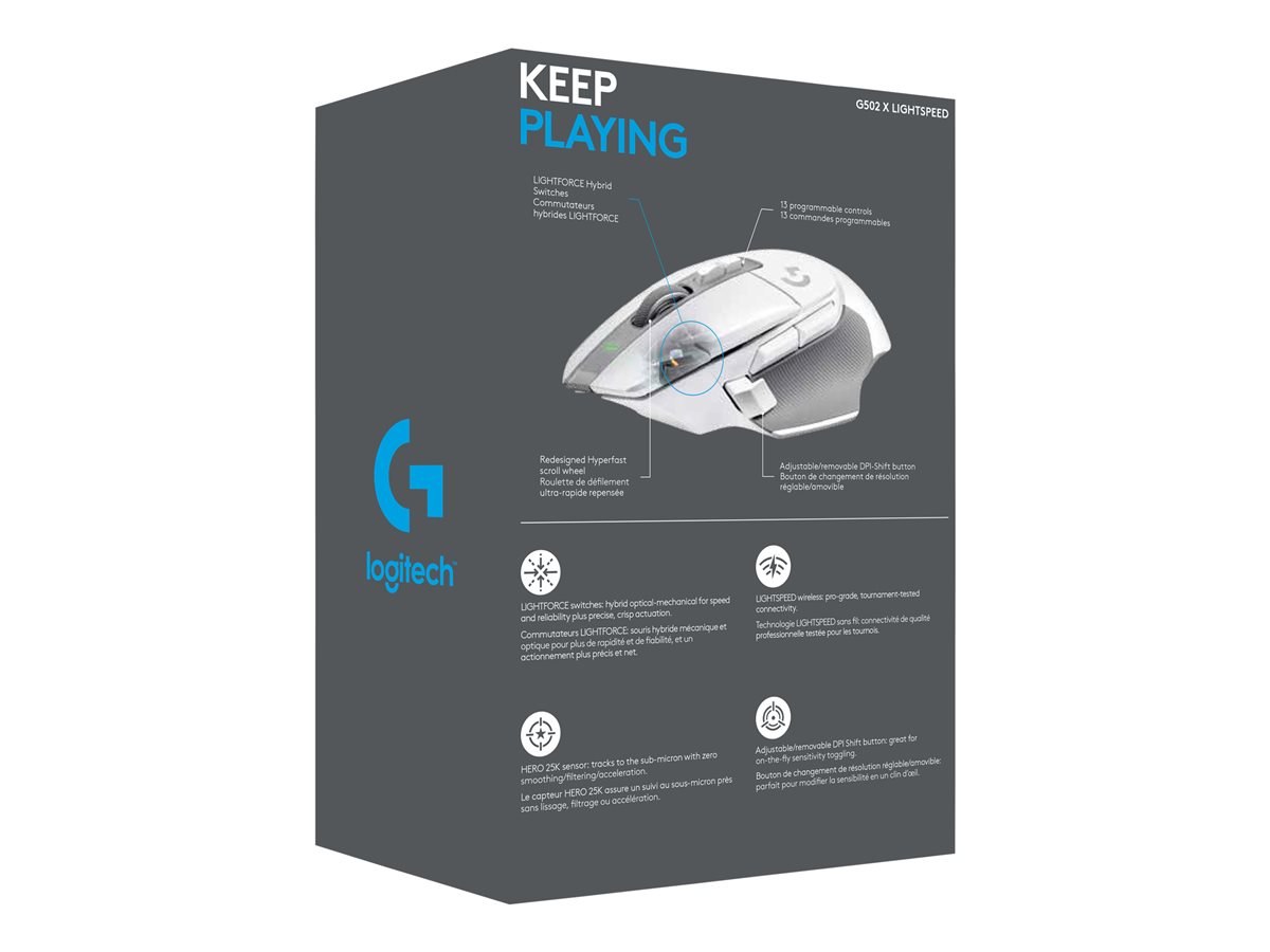 Logitech G G502 X LIGHTSPEED - myš - 2.4 GHz - bílá – foto 13