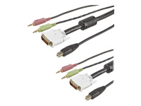 StarTech.com Câble KVM de 1.80m USB DVI 4 en 1 avec Prises Audio et Micro - 4x 3.5 mm Mâle - 2x DVI-I Mâle - 1x USB A Mâle - 1x USB B Mâle