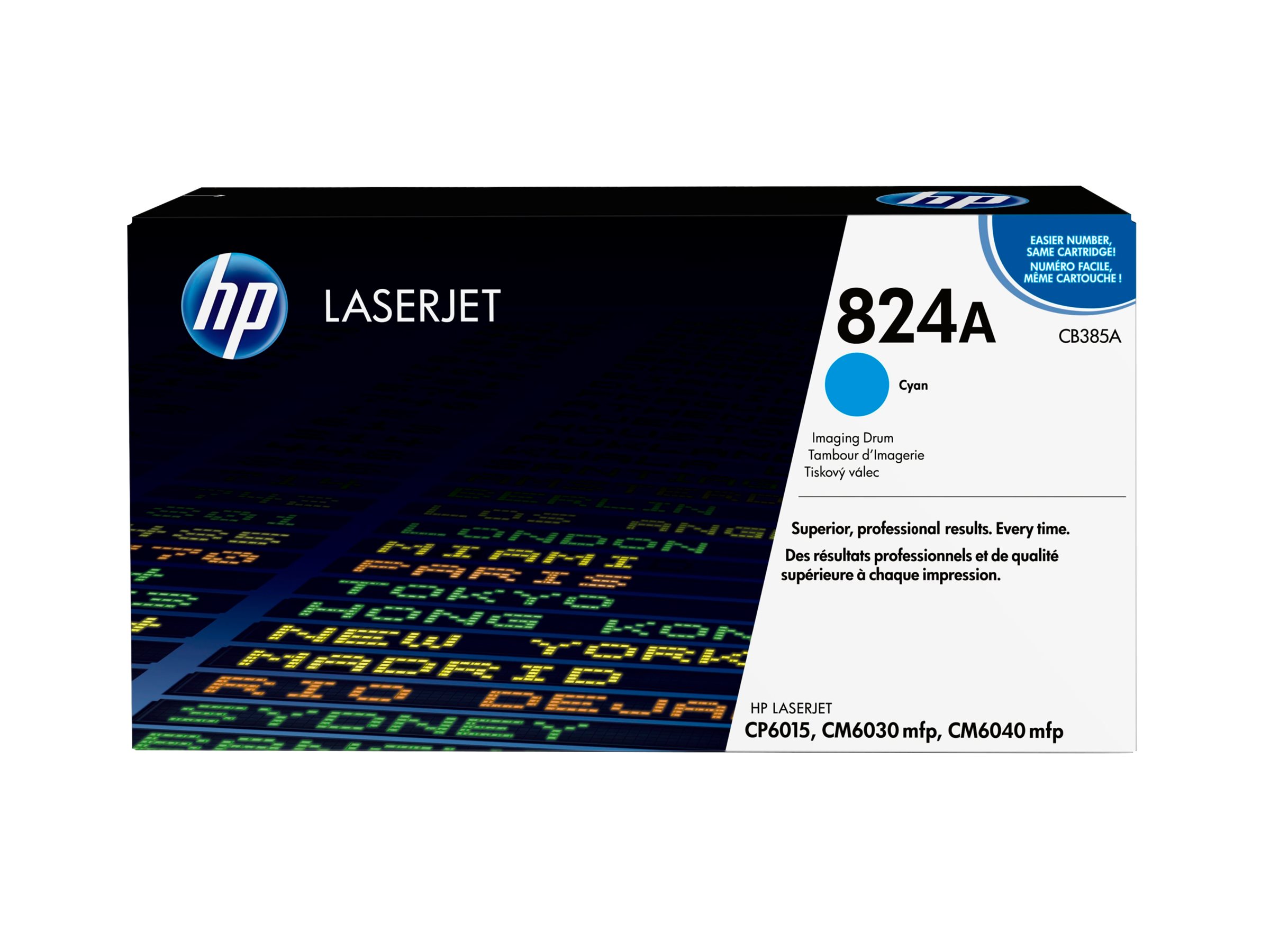 HP 824A cyan original LaserJet toner cartridge Package view Front 80043