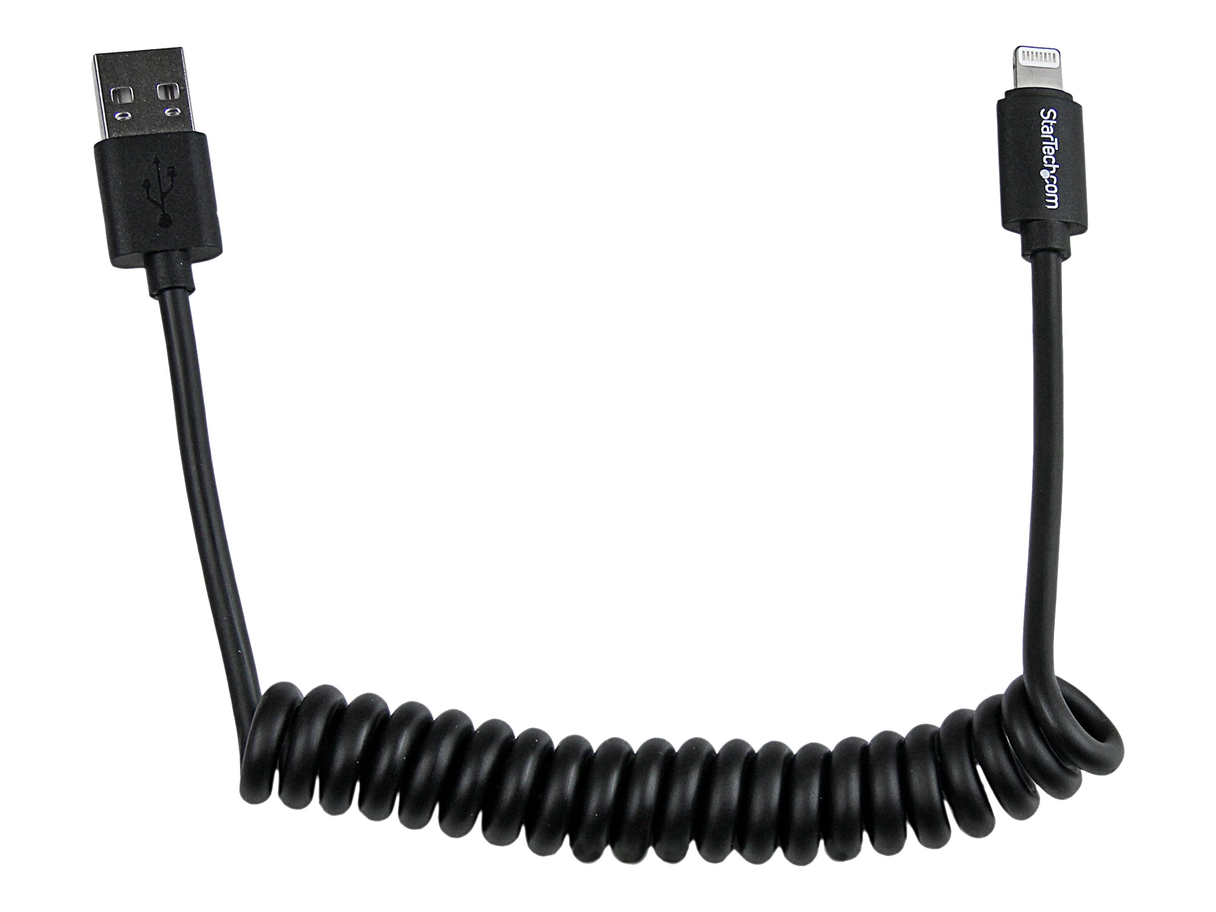 StarTech.com 0.6m 2ft Coiled Black Apple 8-pin Lightning to USB Cable for  iPhone iPod iPad