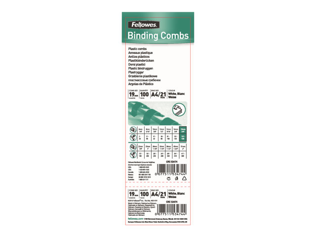 FELLOWES 5347405 Binding comb 19mm white