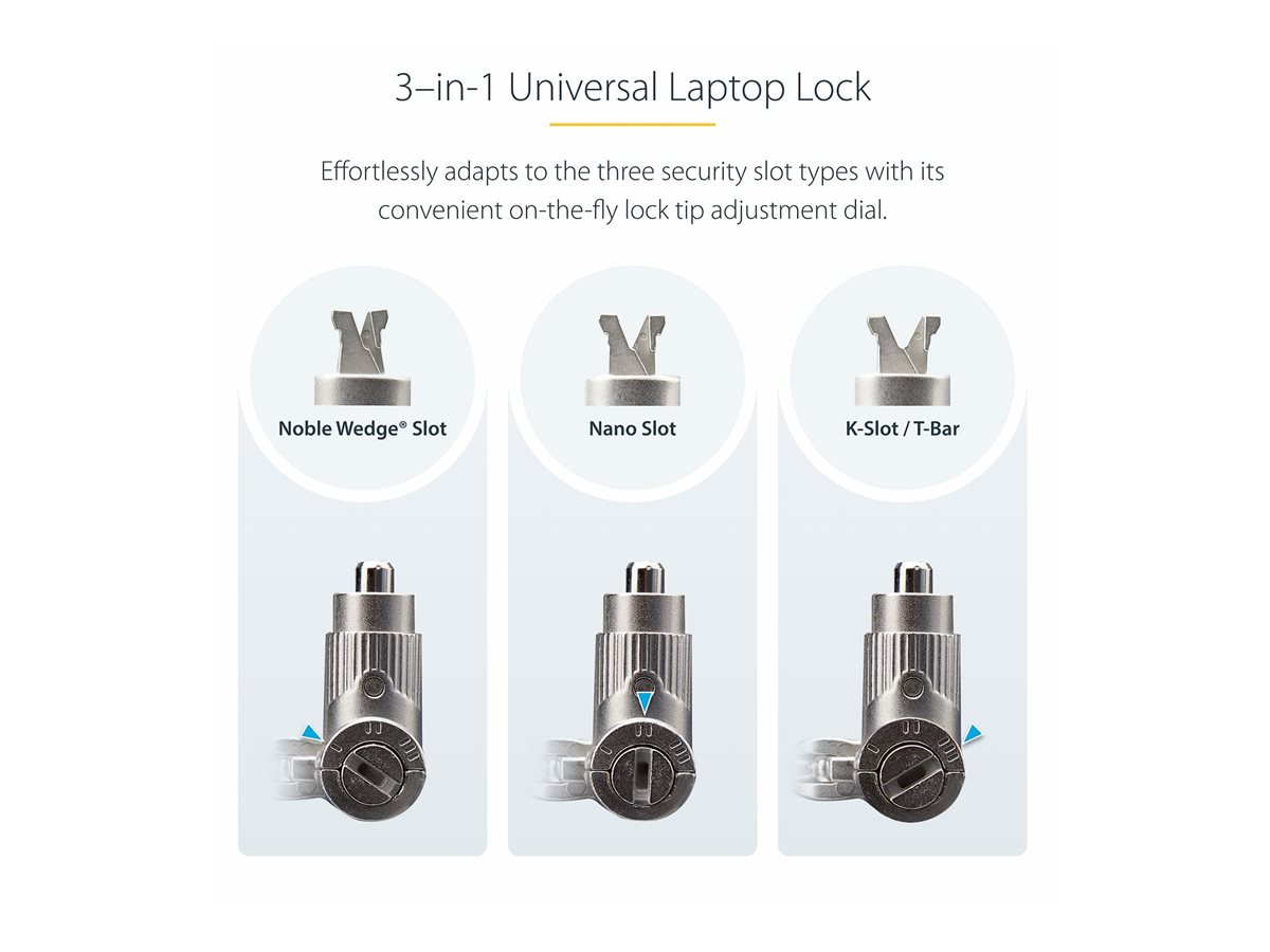 StarTech.com 25-Pack Universal Laptop Lock 6.6ft (2m), Master Keyed Locking Cable, Computer Security, Compatible w/Noble Wedge/Nano/K-Slot, Anti-Theft Cut-Resistant Cable - bezpečnostní kabelový zámek - kompatibilní s TAA – foto 14