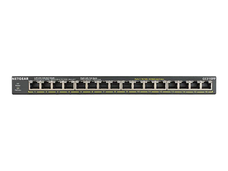 NETGEAR GS316PP switch 16 ports Product shot Front 79500