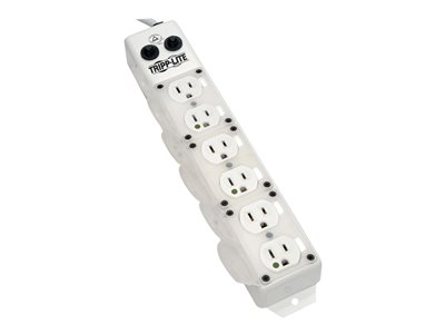 Tripp Lite Safe-IT Power Strip Medical Hospital Antimicrobial 120V 6 Outlet UL1363A 15ft Right Angle Cord For Patient Care Vicinity