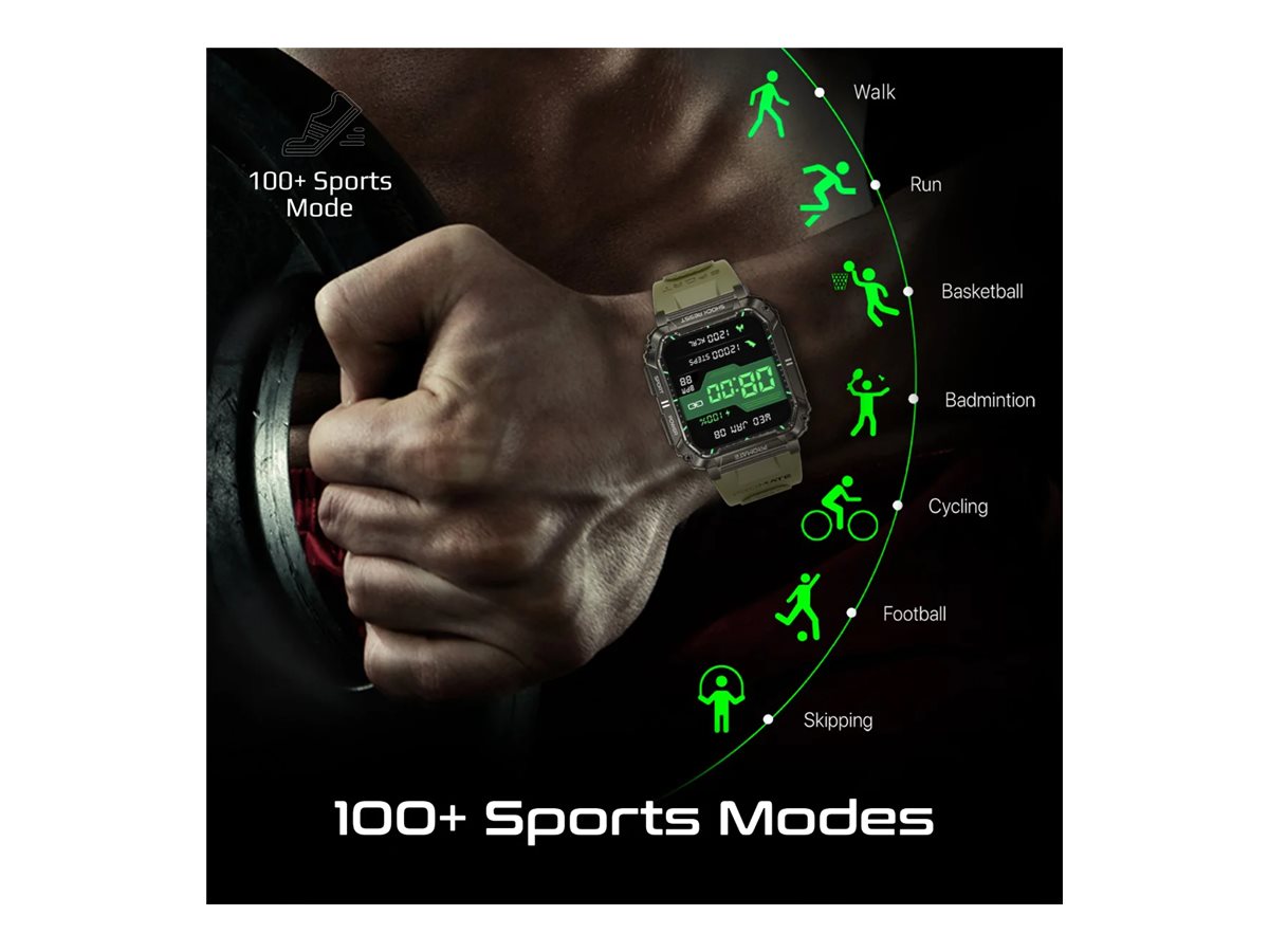 Promate ActivLife XWatch-S19 smart watch with strap 128 MB mid night Product shot Front 79800