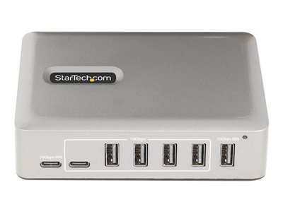 StarTech.com 7-Port USB-C Hub, 5x USB-A + 2x USB-C, Self-Powered w/ 65W Power Supply, USB 3.1 10Gbps Hub w/ BC1.2 Charging, Desktop/Laptop USB Hub with 3ft Locking USB-IF Certified Cable