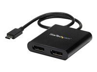 StarTech.com Adapter 24 pin USB-C han (input) -> 2 x 20 pin DisplayPort hun (output) 38.6 m Sort