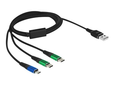 DELOCK USB Ladekabel 3 in 1 Typ-A zu Micro USB/ 2x USB 1 m Adapter