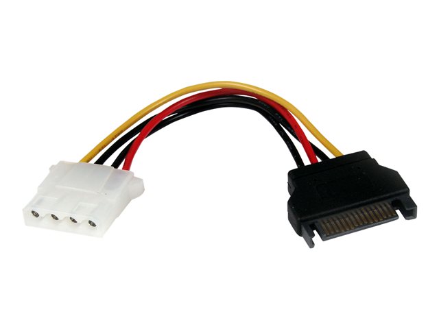 Image of StarTech.com 6in SATA to LP4 Power Cable Adapter - F/M - Power adapter - SATA power (M) to 4 pin internal power (F) - 5.9 in - black - LP4SATAFM6IN - power adapter - SATA power to 4 PIN internal power - 15 cm