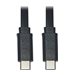 Tripp Lite USB C to USB C Cable Flat USB 2.0 M/M Thunderbolt 3 Black 3ft - USB-C cable - USB-C to USB-C - 3 ft