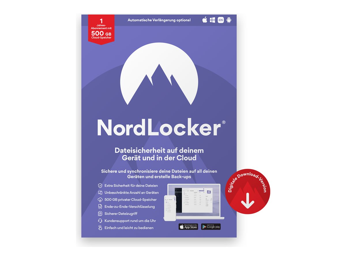 NordLocker - licence na předplatné (1 rok) - 500 GB úložný prostor