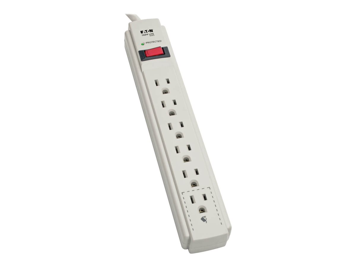 Tripp Lite Protect It! 6-Outlet Surge Protector, 4 ft. Cord, 790 Joules, Diagnostic LED, Light Gray Housing