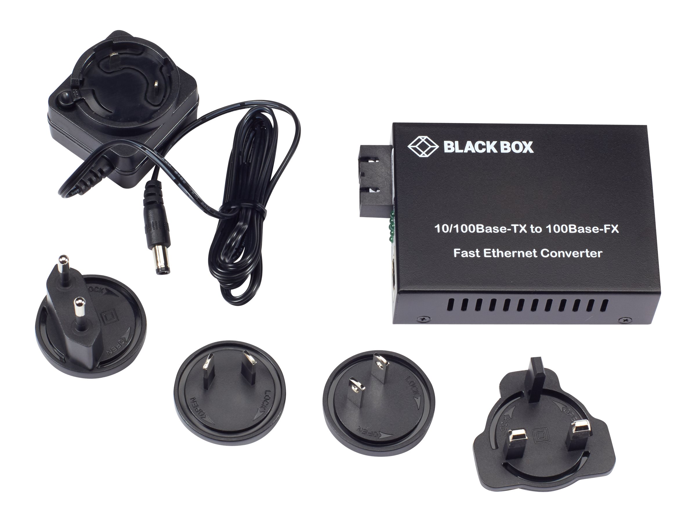 Black Box Pure Networking Copper to Fiber Media Converter 10/100BASE-TX to 10/100BASE-FX, Singlemode SC, 10-km...