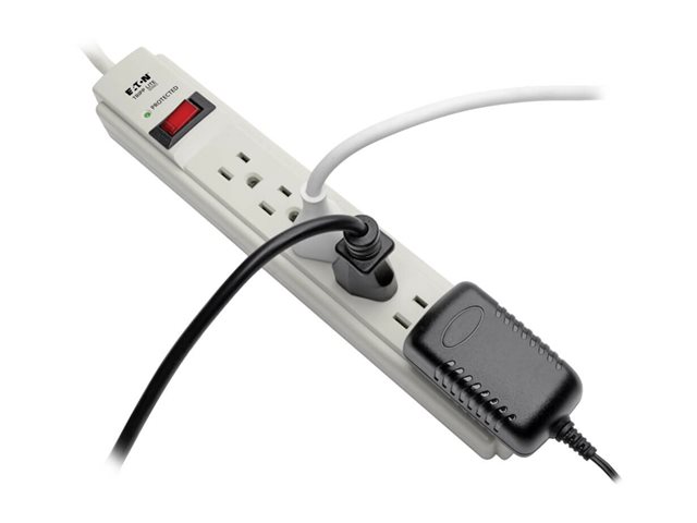 Eaton Tripp Lite Series Protect It! 6-Outlet Surge Protector, 15 ft. Cord, 790 Joules, Diagnostic LED, Light Gray Housing - Protection contre les surtensions - 15 A - CA 120 V - 1875 Watt - connecteurs de sortie : 6 - gris clair - pour P/N: CLAMPUSBLK, CLAMPUSW