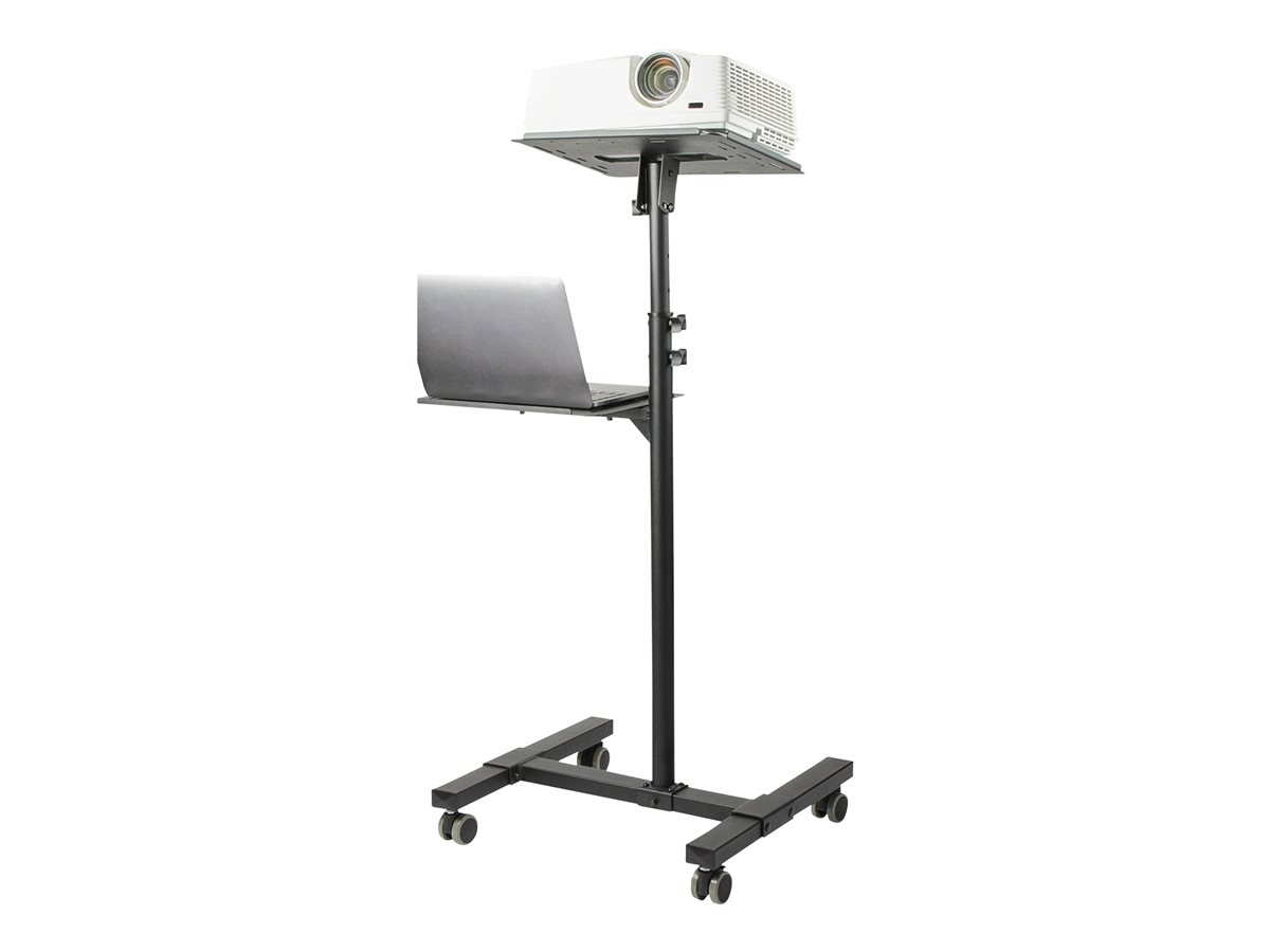 StarTech.com Mobile Projector and Laptop Stand/Cart, Heavy Duty Portable Projector Stand (2 Vented Shelves, hold 22lb/10kg each), Height Adjustable Rolling AV Presentation Cart with Wheels - Lockable Casters vozík - pro projektor/notebook - černá – foto 5