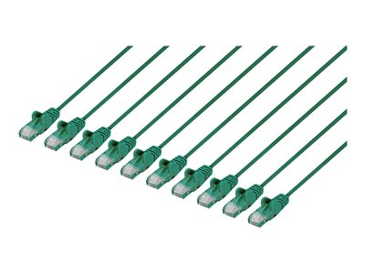 CAT6 U/UTP SLIM NETWORK PATCH CABLE, 7 FT., GREEN, 10-PACK
