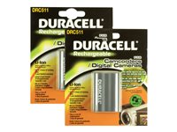 Duracell DRC511 - Battery - Li-Ion - 1400 mAh - black (pack of 2) - for Canon MV30, MVX2i, ZR20, ZR25, ZR30, ZR40, ZR45, ZR50, ZR60, ZR65, ZR70, ZR80, ZR85, ZR90