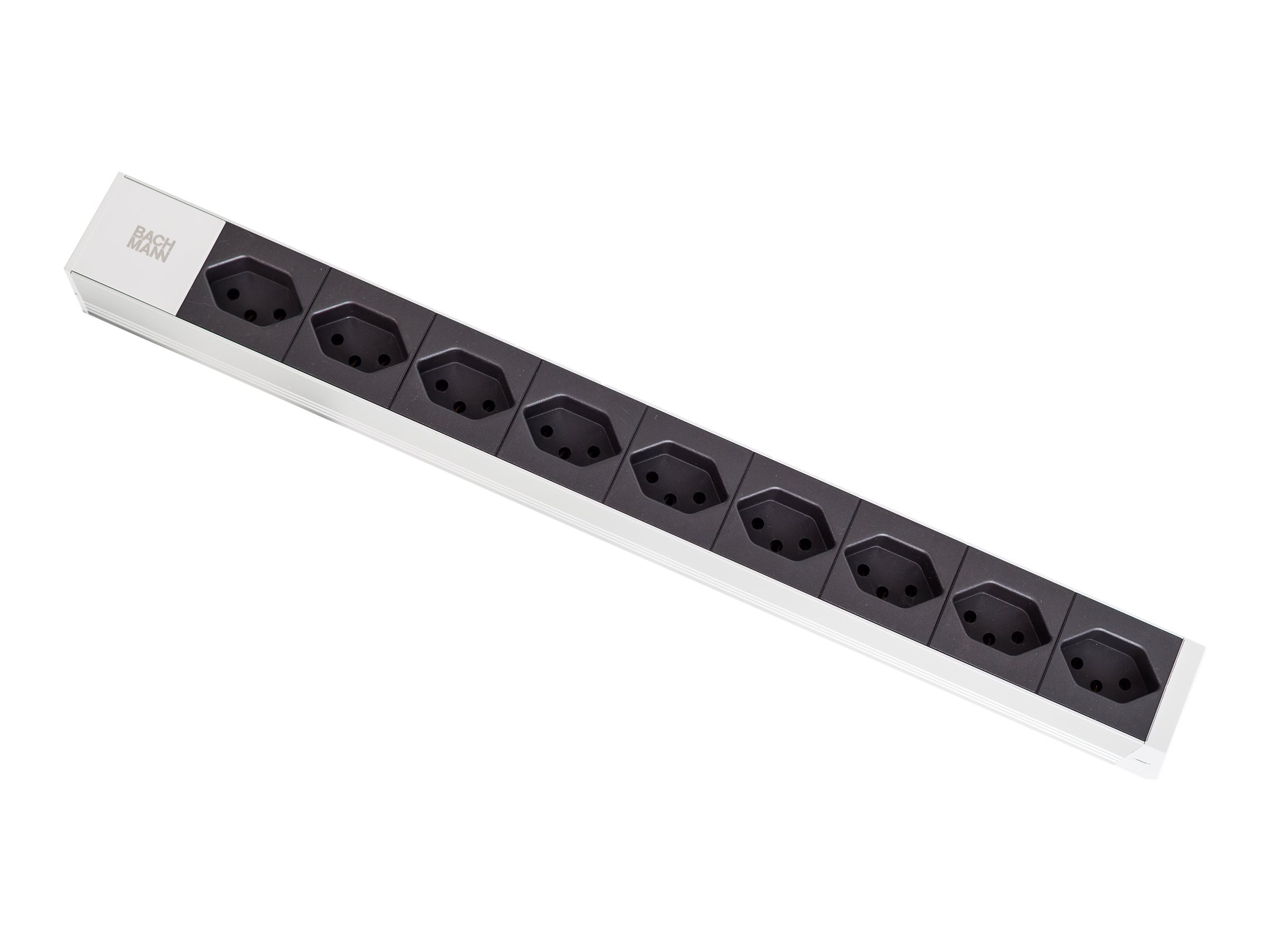BACHMANN IT PDU 19 inch 1U 9xT23 black, aluminium profile, clip angle, 3m power cord T23