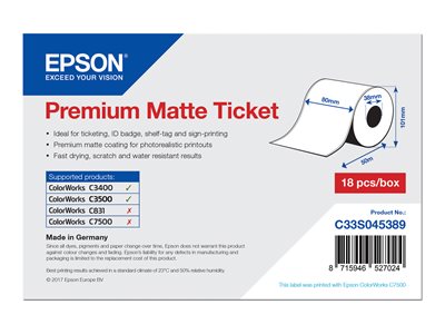 Premium - tickets - matte - 1 roll(s) - Roll (8 cm