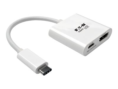 Tripp Lite USB C to HDMI Video Adapter Converter 4Kx2K w/ USB-C PD Charging Port, USB-C to HDMI, USB Type-C to HDMI, USB Type C to HDMI 6in
