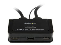 StarTech.com 2 Port USB HDMI Cable KVM Switch with Audio and Remote Switch - USB Powered KVM with HDMI - Dual Port HDMI KVM S