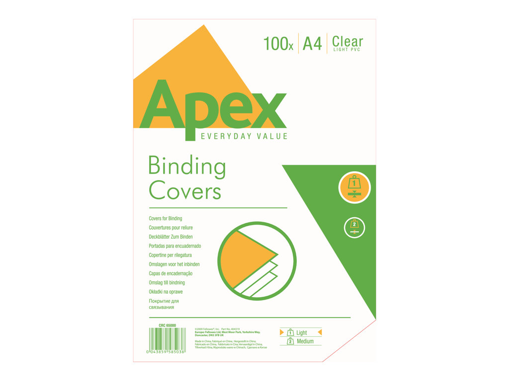 FELLOWES APEX CLEAR PVC COUV LIGHTWEIGHT