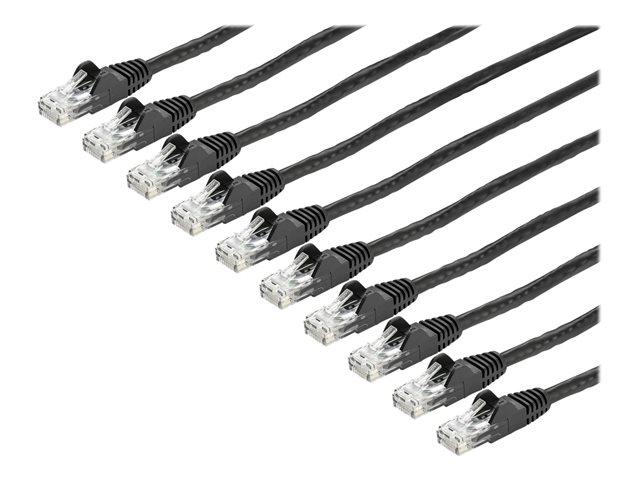 StarTech.com 6ft CAT6 Ethernet Cable, 10 Gigabit Snagless RJ45 650MHz 100W PoE Patch Cord, CAT 6 10GbE UTP Network Cable w/Strain Relief, Black, Fluke Tested/UL Certified Wiring, 10 Pack - Category 6, 24AWG, TIA (N6PATCH6BK10PK)