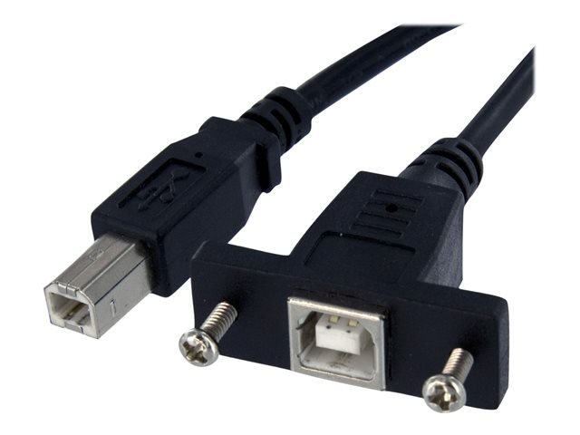 Image of StarTech.com 3 ft Panel Mount USB Cable B to B - F/M - Panel Mount USB Extension USB-B Female to USB-B Male Adapter Cable - USB-B (F) Port (USBPNLBFBM3) - USB cable - USB Type B to USB Type B - 90 cm