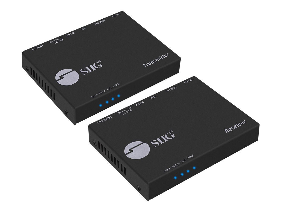 SIIG 4K HDMI HDBaseT Extender Over Single Cat5e/6 with RS-232, IR & PoC - transmitter and receiver...