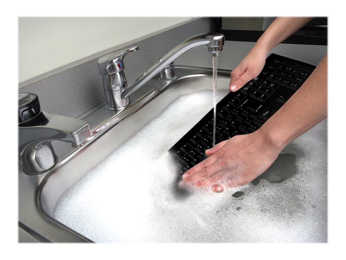Kensington Pro Fit Washable keyboard English black Input Usage / lifestyle Left-angle 73600