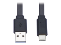 Eaton Tripp Lite Series USB-A to USB-C Flat Cable - M/M, USB 2.0, Black, 3 ft. (0.91 m)
