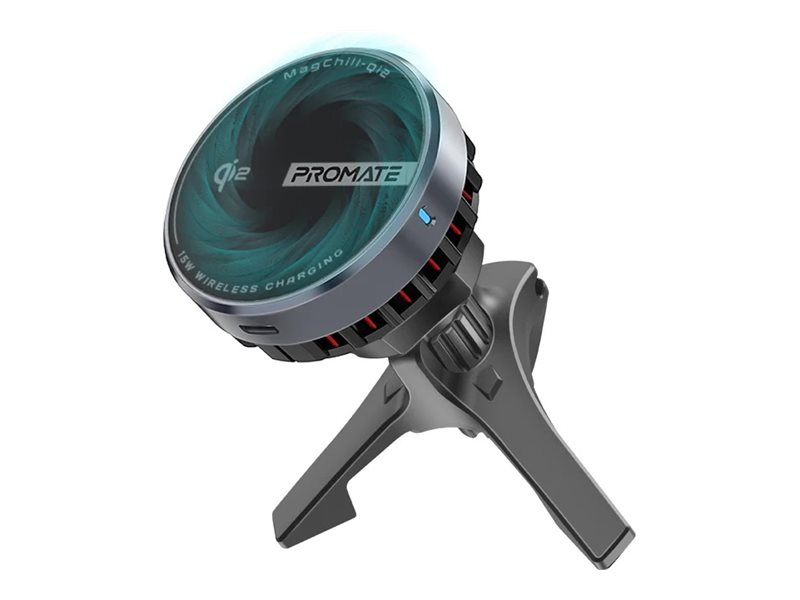Promate MagChill-Qi2 car power adapter cradleless Qi2 certified 15 Product shot Right-angle 79550