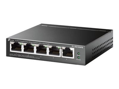 TP-Link Easy Smart TL-SG105PE - Switch - Managed - 5 x 10/100/1000 (4 PoE+) - desktop - PoE+ (65 W)