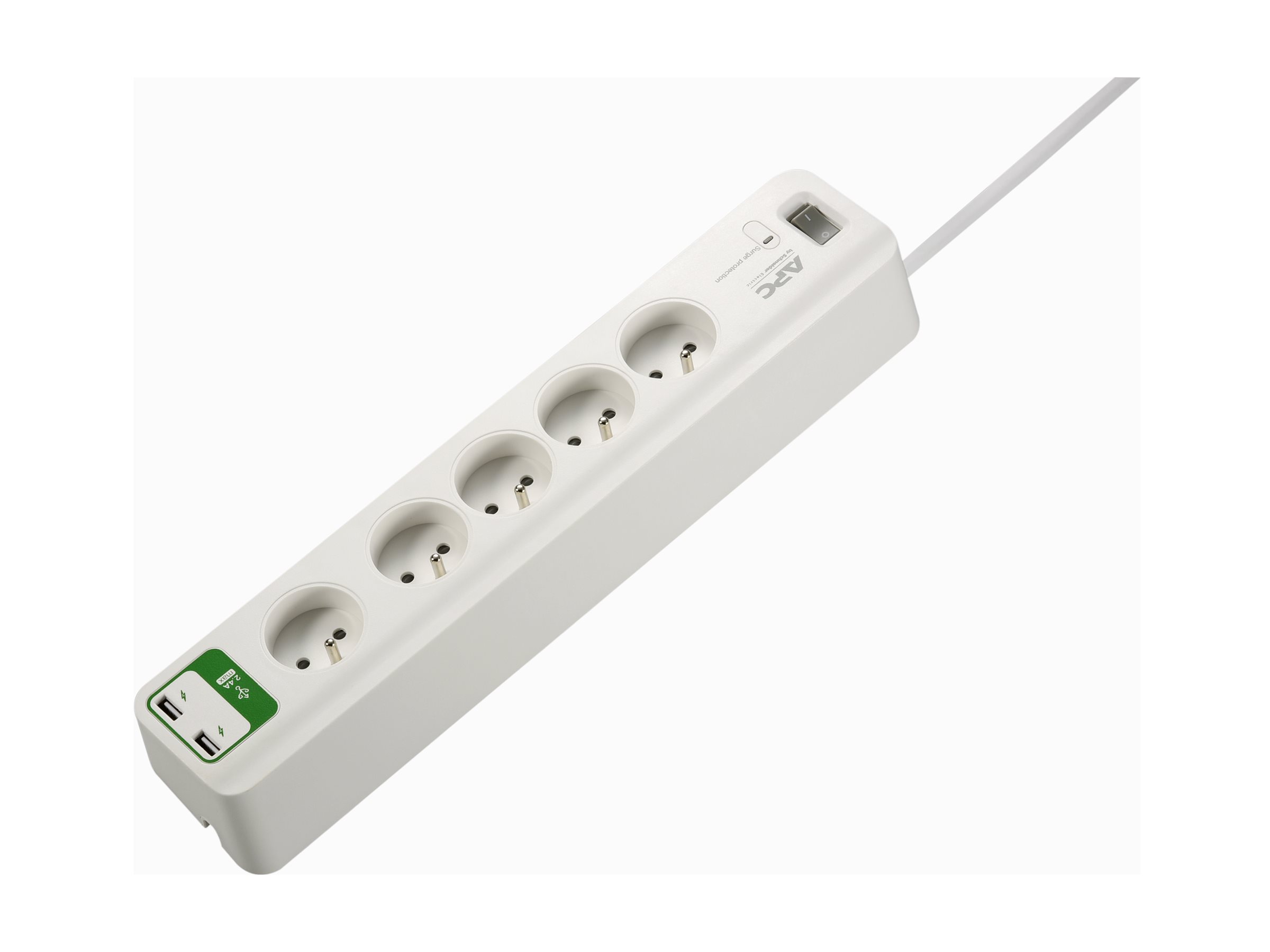 ESSEN SURGEARREST 5 OUTLETS 5V 2.4A 2 USB CHARGER 230V