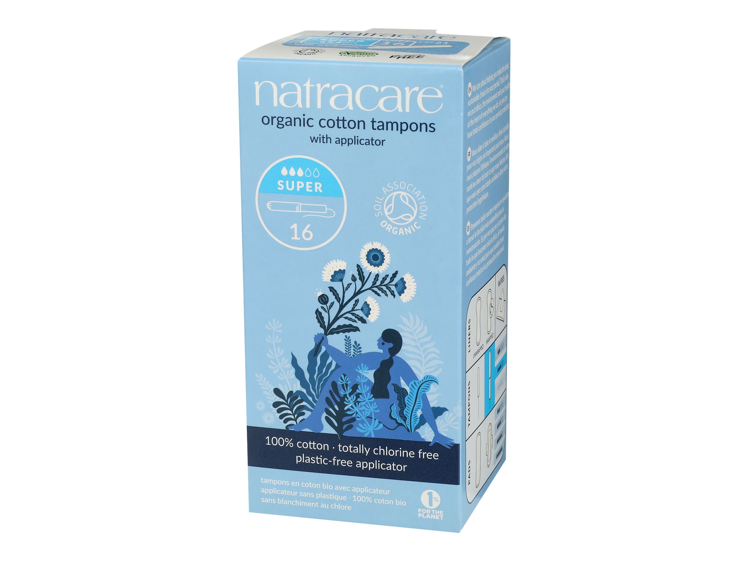 Natracare 100% Certified Organic Cotton Tampons with Applicator - Super - 16s