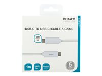 DELTACO USB Type-C kabel 1m Hvid