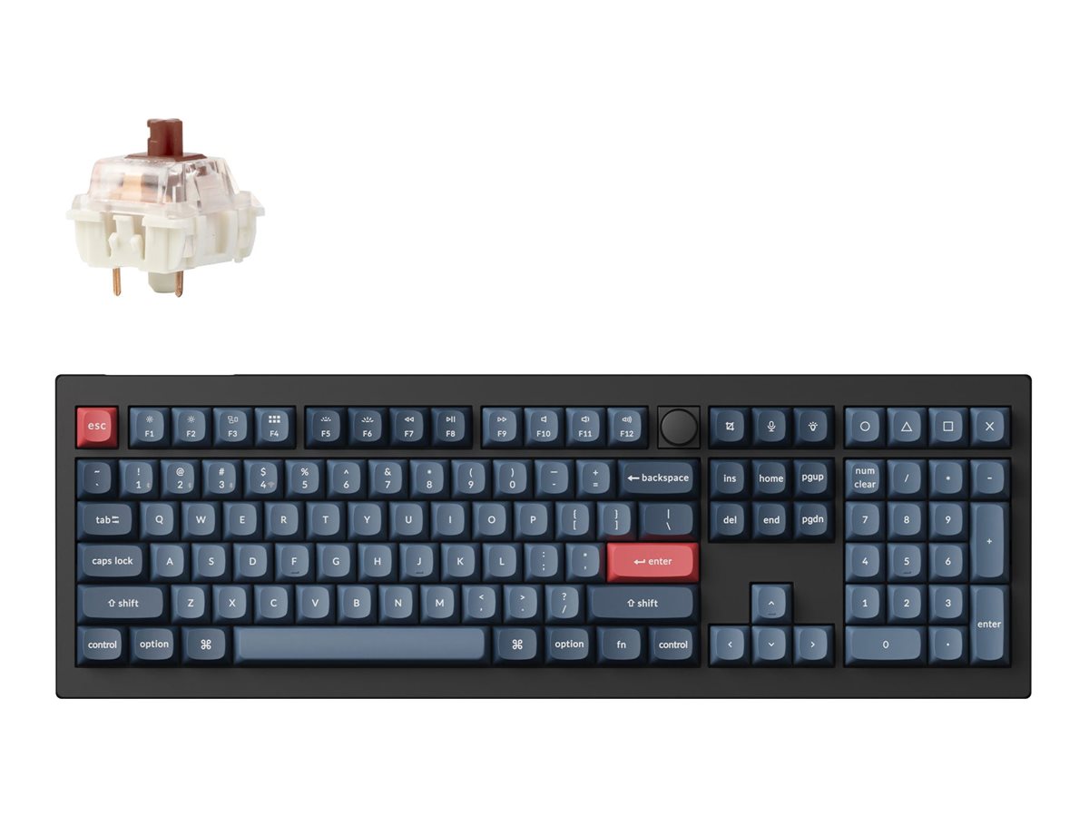 Keychron V6 Max keyboard QMK/VIA custom mechanical 100% full size with knob carbon black Product shot Front 79800