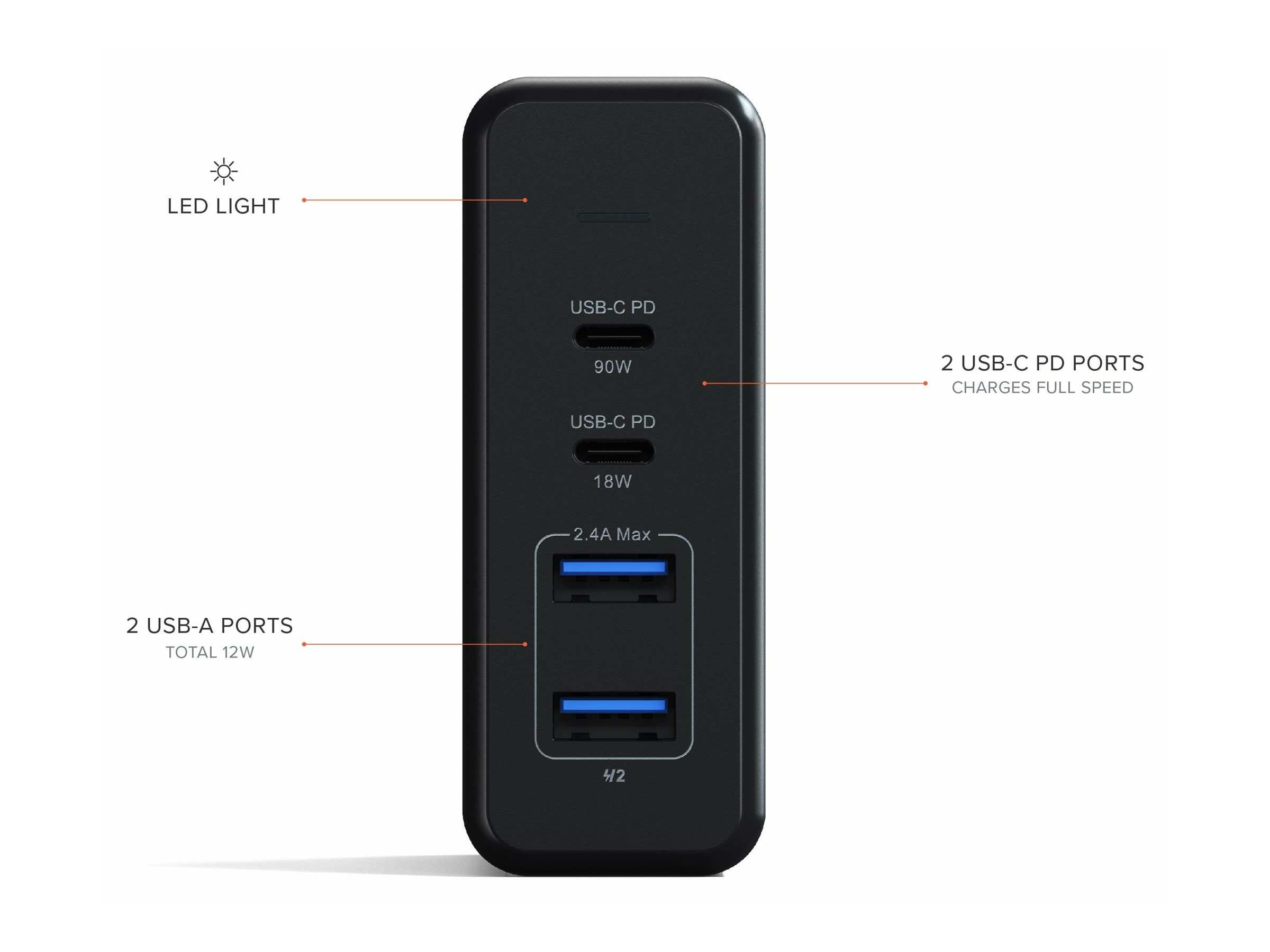 Satechi 108W Pro USB-C PD Desktop Charger power adapter 108 Product shot with extra item(s) Left-angle 78829