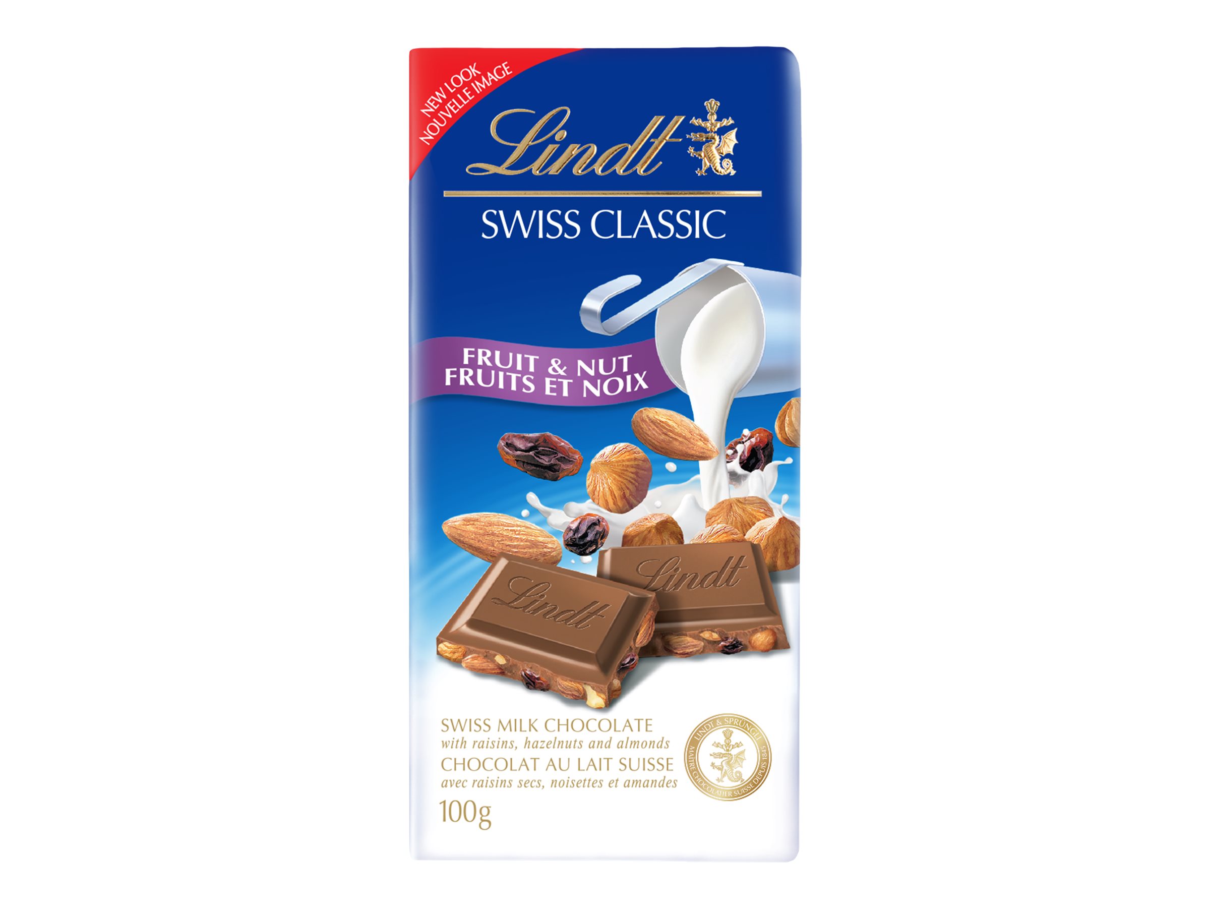 Lindt Swiss Classic Milk Chocolate Bar - Fruit & Nuts - 100g