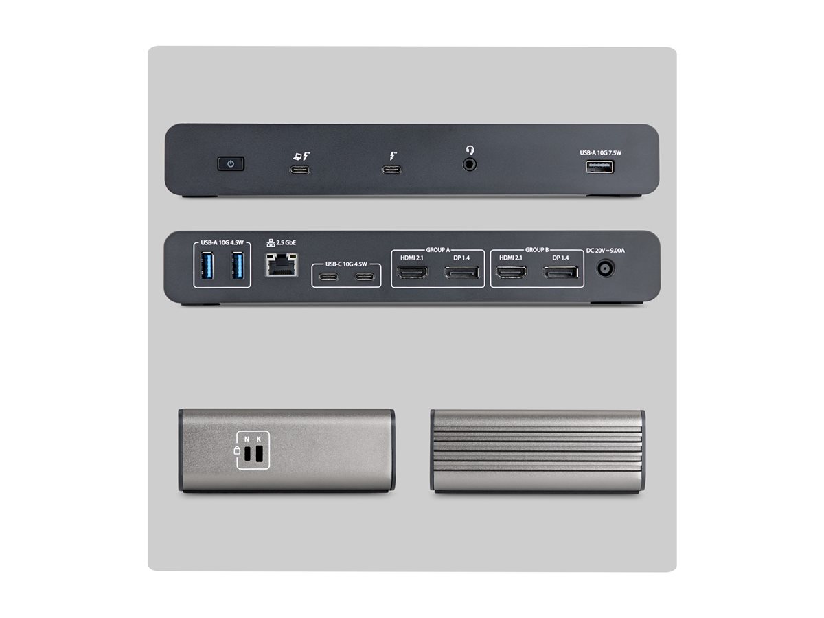 Startech - dokovací stanice - USB4 / Thunderbolt 4 / Thunderbolt 5 - 2 x DP, 2 x HDMI - 1GbE, 2.5GbE - kompatibilní s TAA – foto 2