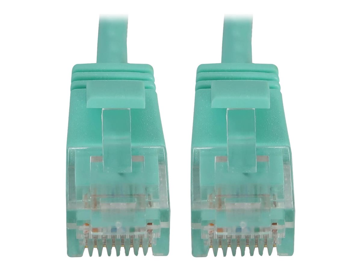 Eaton Tripp Lite Series Cat6a 10G Snagless Molded Slim UTP Ethernet Cable (RJ45 M/M), PoE, Aqua, 1 ft. (0.3 m)