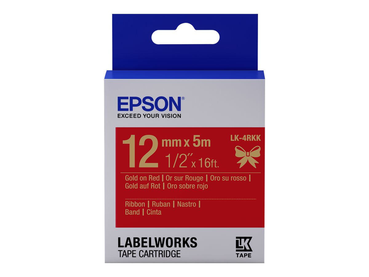 EPSON LK-4RKK Ruban satin Or/Rouge 12/5