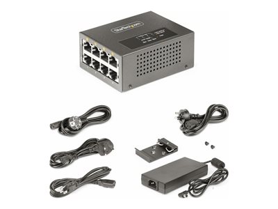 Product  StarTech.com 4-Port Multi-Gigabit PoE++ Injector, 5/2.5G Ethernet  (NBASE-T), PoE/PoE+/PoE++ (802.3af/802.3at/802.3bt), 160Watts Power Budget,  Wall/DIN Rail Mountable - Unmanaged, For IP Cameras/Wireless APs/POSs  (AS445C-POE-INJECTOR) - PoE