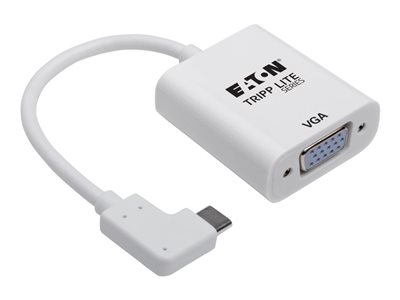 Eaton Tripp Lite Series Right-Angle USB C to VGA Adapter Cable USB-C M/F White 1080p 6in 5 Gbps