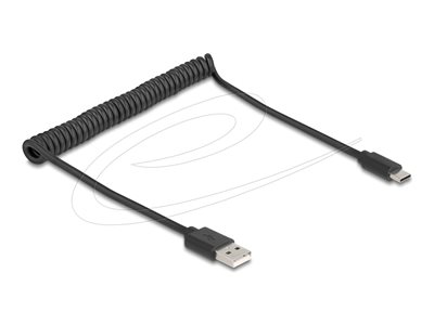 DELOCK USB 2.0 Spiralkabel USB Typ-A Stecker zu USB Type-C